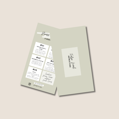 press on nail application card